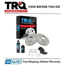 TRQ Front Performance & Brake Rotor & Metallic Pad Kit w/Chemicals