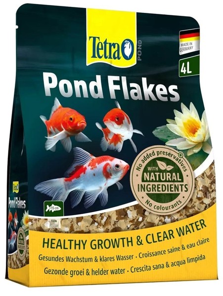 4 L Tetra Pond Flakes Fischfutter Hauptfutter Flocken FüR Alle Teichfische-image
