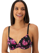 Maidenform One Fabulous Fit Tailored Demi T-Shirt Bra, Black Luxe Bloom Print