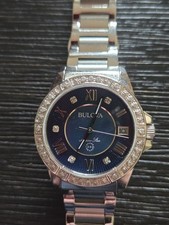 Bulova Marine Star Women  s Blue Dial Silver Stainless Quartz Date 100m 33mm