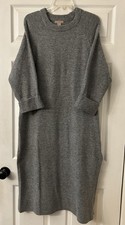 H&M Gray Knit Midi Dress Long Sleeve Soft Sweater Dress Size Small