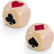 Trump Marker Dice Set 2PCS - Wooden Euchre Cube 1.57'' with Black Velvet Storage