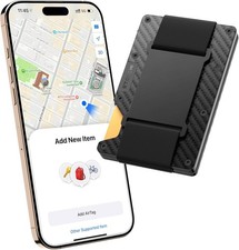 Stouchi Smart Card Holder Wallet Find My Tracking AirTag Chip RFID Black NEW