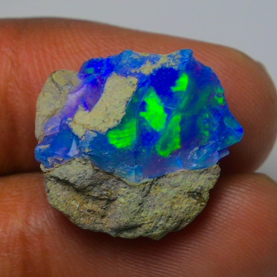 Blue Opal Rough 8.25 Carats, Smoked Ethiopian Welo Opal Rough, Fire Opal Rough