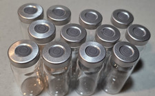 TWELVE - 10ml CLEAR EMPTY sterile capped glass serum vials - NEW