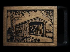 MF15148 VINTAGE 1975 TECH-ETHER GUILD **LANGLEY BRIDGE** SOLID BRASS ART BUCKLE