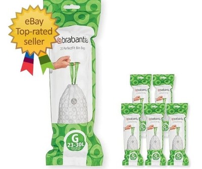 Brabantia PerfectFit Trash Bags (Size 1 Count (Pack of 120), White - Code G
