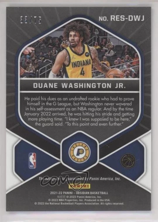 2021-22 Panini Obsidian Electric Etch Purple /75 Duane Washington Jr Auto RC - Image 2 of 2