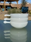 Vintage GlasBake Milk Glass Bowl with Handle & Lids-11 oz - Soup/Chilli set of 3