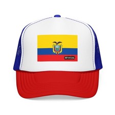 Ecuador Flag Foam Trucker Hat   Snapback Mesh Cap - White / One size