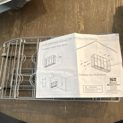 SimpleHouseware 2 Pack Silver Metal Over Cabinet Door Organizer Rack 13.5x4.25