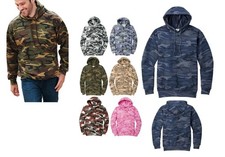 MEN'S MILITARY CAMO, CAMOUFLAGE, LIGHTWEIGHT FLEECE PULLOVER HOODIE, S-4XL