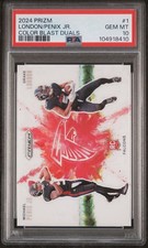 2024 MICHAEL PENIX DRAKE LONDON Panini Prizm Color Blast Duals SSP RC PSA 10 💎