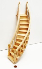 Puppenstube Treppe Holz rechtwinklig gebogen naturbelassen Ma&szlig;stab 1:12 tumdee