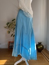 Y2k Aqua Blue Fairy Maxi Skirt Embroidered Size Small