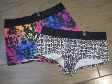 2 PAIRS TORRID LACE TRIM BOYSHORT PANTIES TIE DYE/LEO PLAID SIZE 3 3X/22-24 