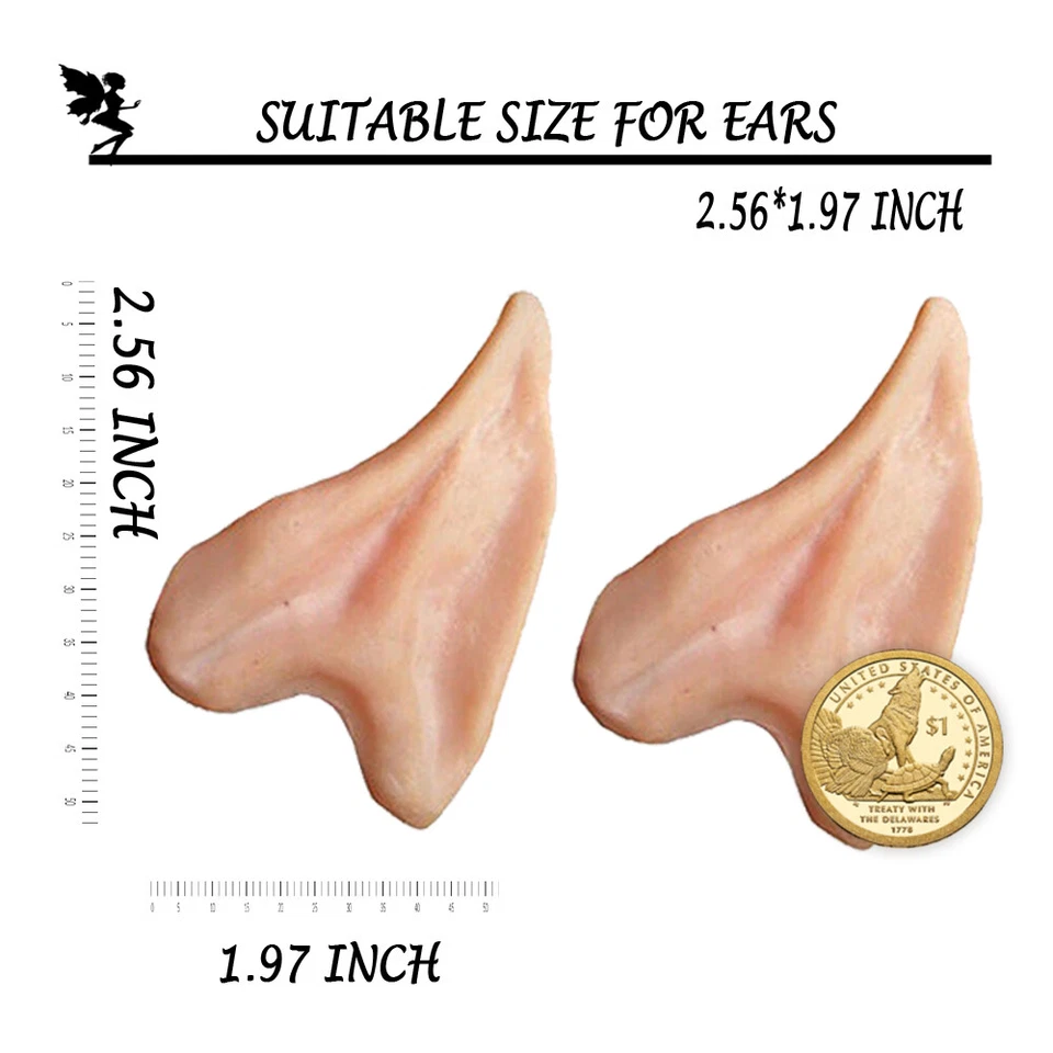 Halloween Cosplay Elf Ears Latex Hobbit Pixie Fairy Vulcan Alian Costume Props - Image 2 of 4