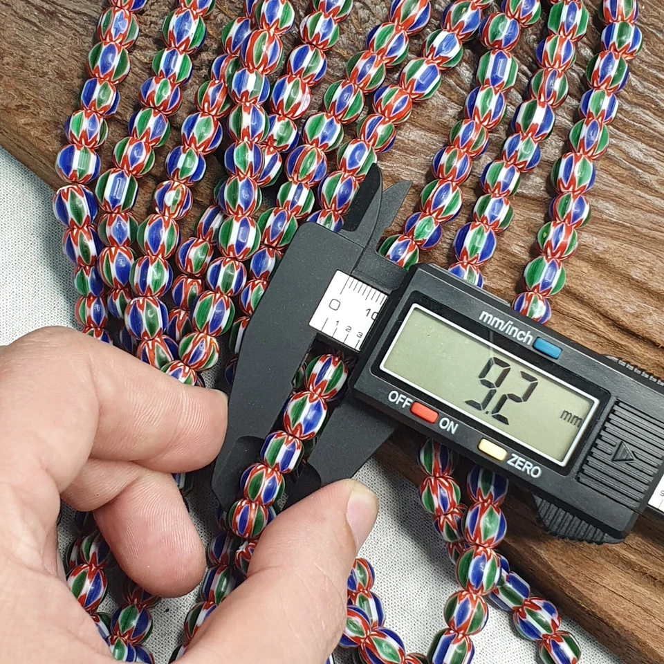 Cuentas Chevron AA Vintage Azul Verde Estilo Veneciano Africano Cuentas Hilo Largo Foto 2 de 4
