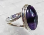 Ladies Vintage 925 Sterling Silver Open Two Tone Amethyst Ring ~ Size 7