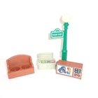 VTG Fisher Price Little People Sesame Street 938 Lot TV News Stand Sofa Lampost