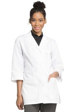 White Cherokee Scrubs 30" 3/4 Sleeve Lab Coat 1470 WHT, 1470A WHTD Antimicrobial