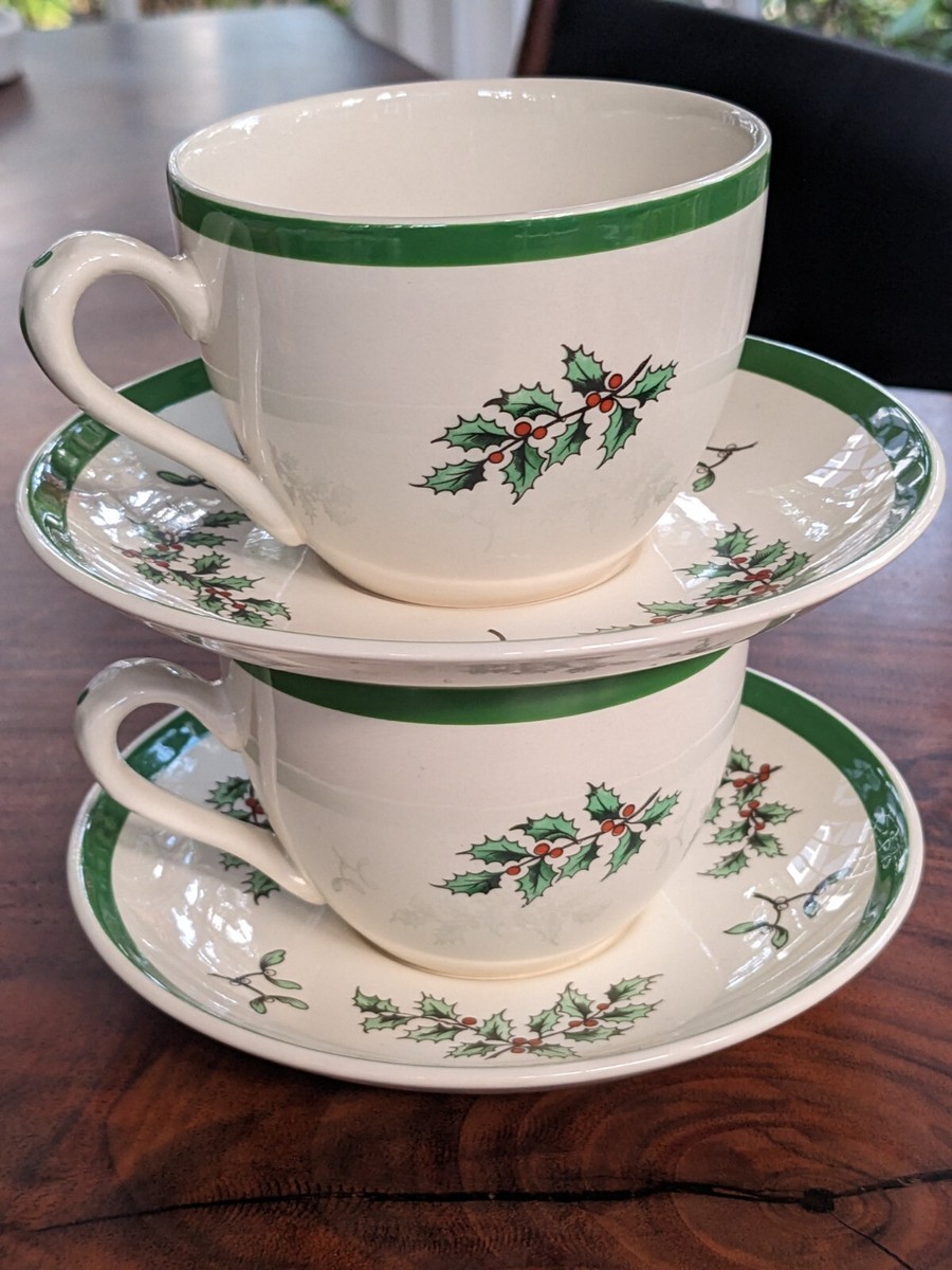 VTG 1980s Spode England Christmas Tree Pattern Set of 2 Cup and