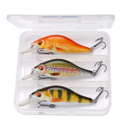 Wobbler Set 3x Floating Crankbait Kunstköder für Hecht Barsch Zander in Köderbox