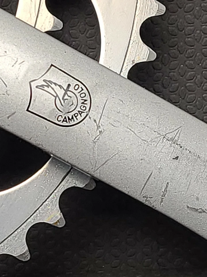 Campagnolo Crankset 172.5 52/39 Vintage Road Crankset 9/16"x20 Italy Silver 93 - Image 2 of 4