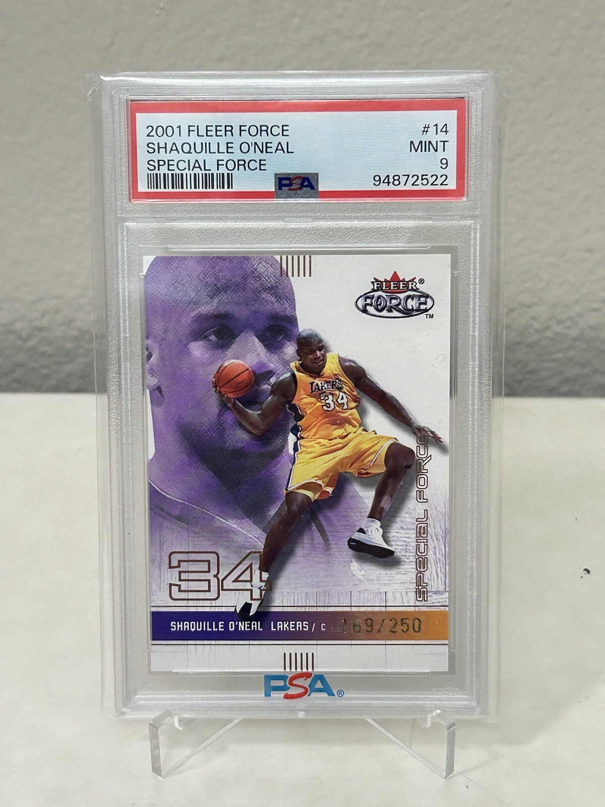 2001-02 FLEER FORCE Shaquille O’Neal #14 Special Force /250 Psa 9 Pop 2 🔥🔥