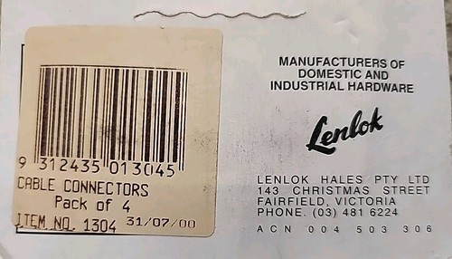 Lenlok Cable Clamp Connectors for Garage Lock T Handle 2mm Wire 4 Pack - Picture 3 of 3