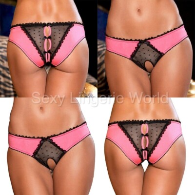 Love Panties Schlüpfer sexy Schritt offen Unterwäsche Spitzenslip verführerisch Dessous