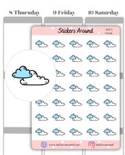 Cloudy Icon Planner Stickers, Weather Forecast, Calendar & Journal Sticker