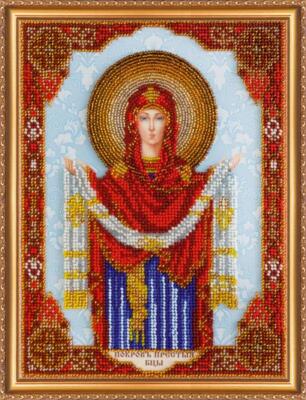 Bead embroidery kit Icon Cover of the Blessed Virgin needlework kit pattern