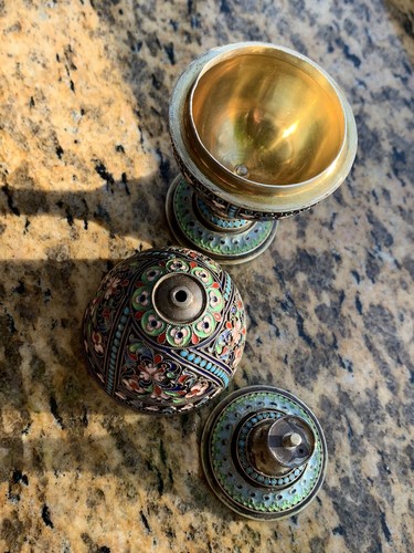 19th century antique Ivan Khlebnikov silver and enamel egg Russian Antique - Picture 11 of 12