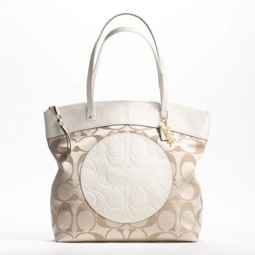 BORSA COACH LAURA LIGHT KAKI + BIANCA LOGO FIRMA BORSETTA NUOVA + ETICHETTA # 18335