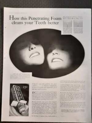 Vintage Magazine Large AD 1929 Colgate Smiles Black & White