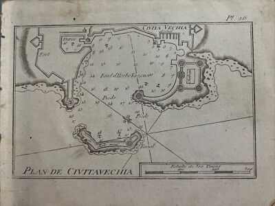 Portolano: Plan Von Civitavecchia - Lazio Italien 1764 J. Roux