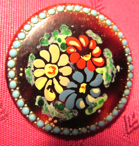 Broche Art Déco En Bakélite Et Pâte De Verre - Ancienne, Occasion