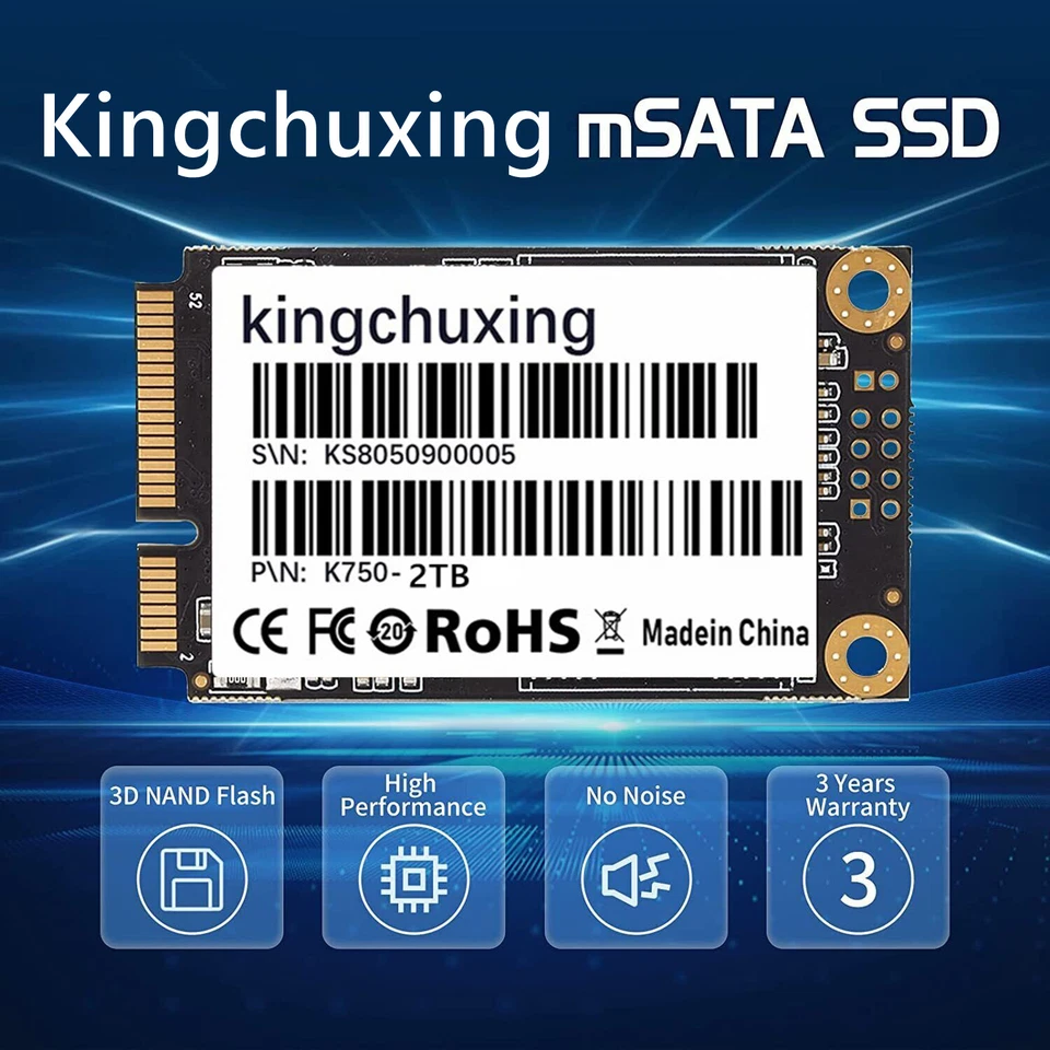 Kingchuxing SSD 1TB 512GB mSATA Solid State Drive 6Gb/s For PC/Laptop 550MB/S - Image 3 of 4