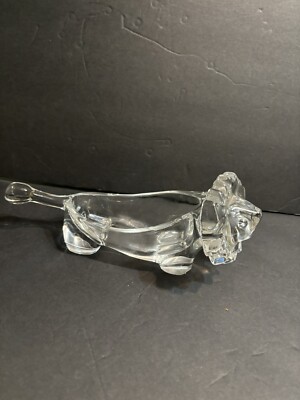 Vintage Sasaki Crystal Candy Nut Dish Lion Japan Art Glass Tiger Leaded Lead