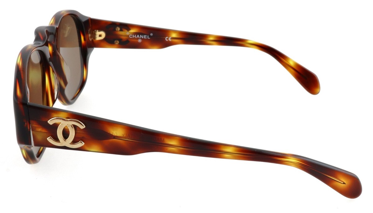New CHANEL 01452 91235 Havana Gold CC Cocomark Sunglasses Italy