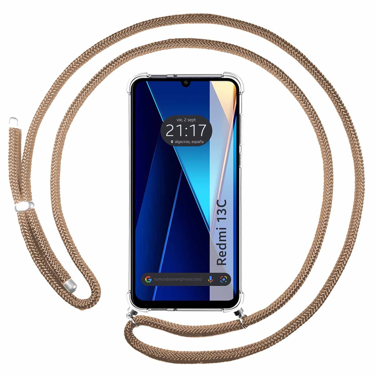 Custodia ciondolo trasparente per Realme C31 con cordoncino rosa/dorato