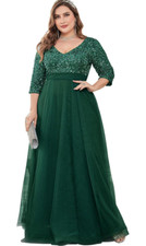 XUIBOL Womens Size L Floor Length Bridesmaid Evening Gown Sequined Prom Gown