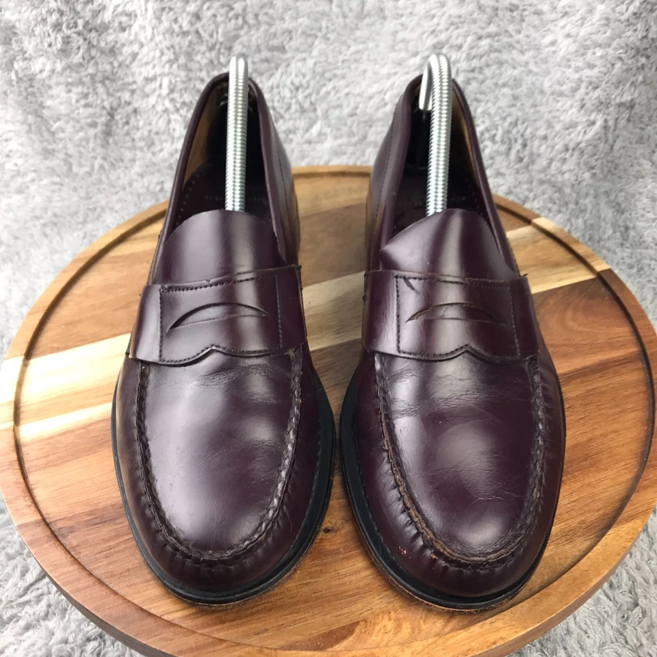 "346" Brooks Brothers Penny Loafers Mens 8.5D Burgundy Leather Dress Shoes - Image 2 of 4