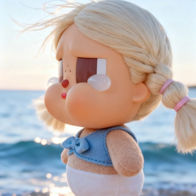 Original POP MART CRYBABY Vacation Mode On Vinyl Plush   Chilling on the Beach -