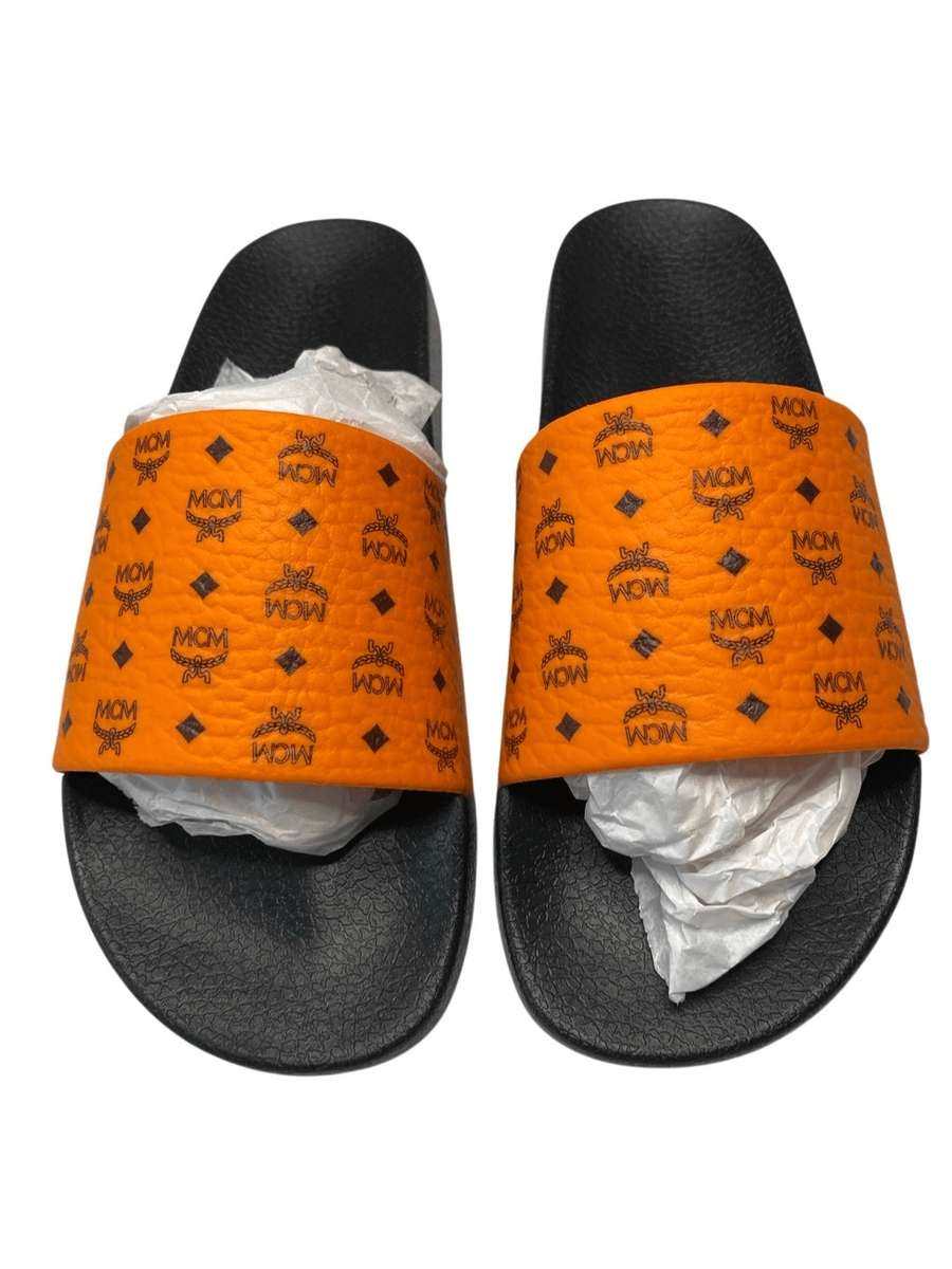 NIB MCM Mens US 10 Persimmon Orange Visetos Monogram Print  display picture 2