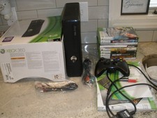 MICROSOFT BLACK XBOX 360 S CONSOLE IN BOX GAMES TESTED WORKS
