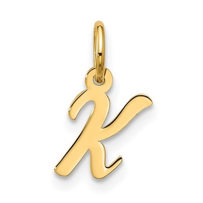 10k Gelbgold kleine Schrift Initiale K Buchstabe Charm Anhänger L-16,75mm, B-7,4mm