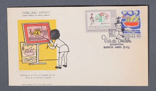 MayfairStamps Argentina FDC 1968 Children Stamp Drawing Dual First Day Cover aax