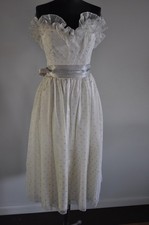 Vintage Gunne Sax Jessica McClintock Dress White with Pale Green Size 13